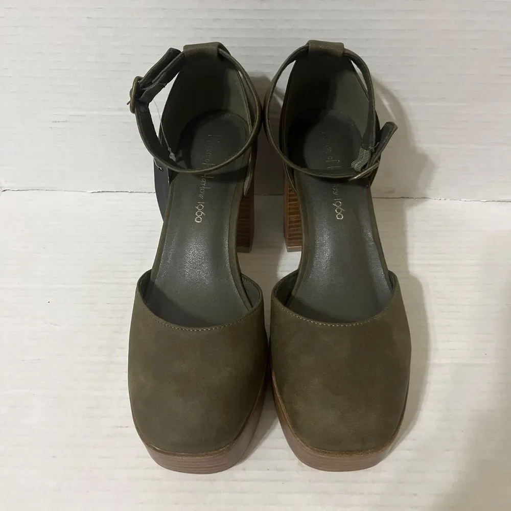 House of Harlow Revolve Tanner Mary Jean Block Heel platform Size 8.5 green - Picture 1 of 9